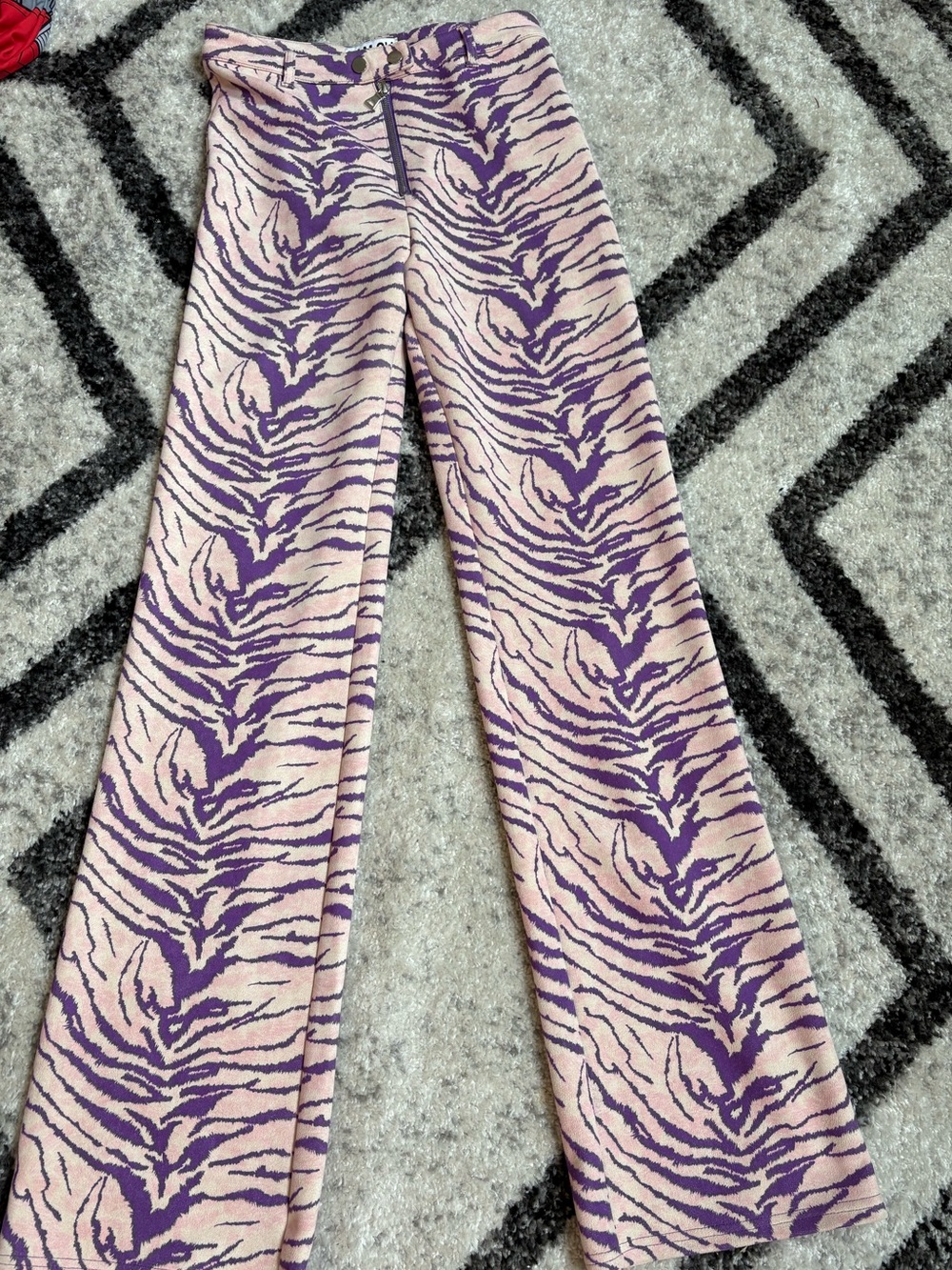 I AM GIA Pink and Purple Zebra Print Flare Pants